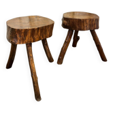 Paire de tabourets de chalet brutalistes