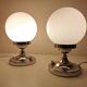Pair of vintage chrome and opaline bedside lamps from the 1960s