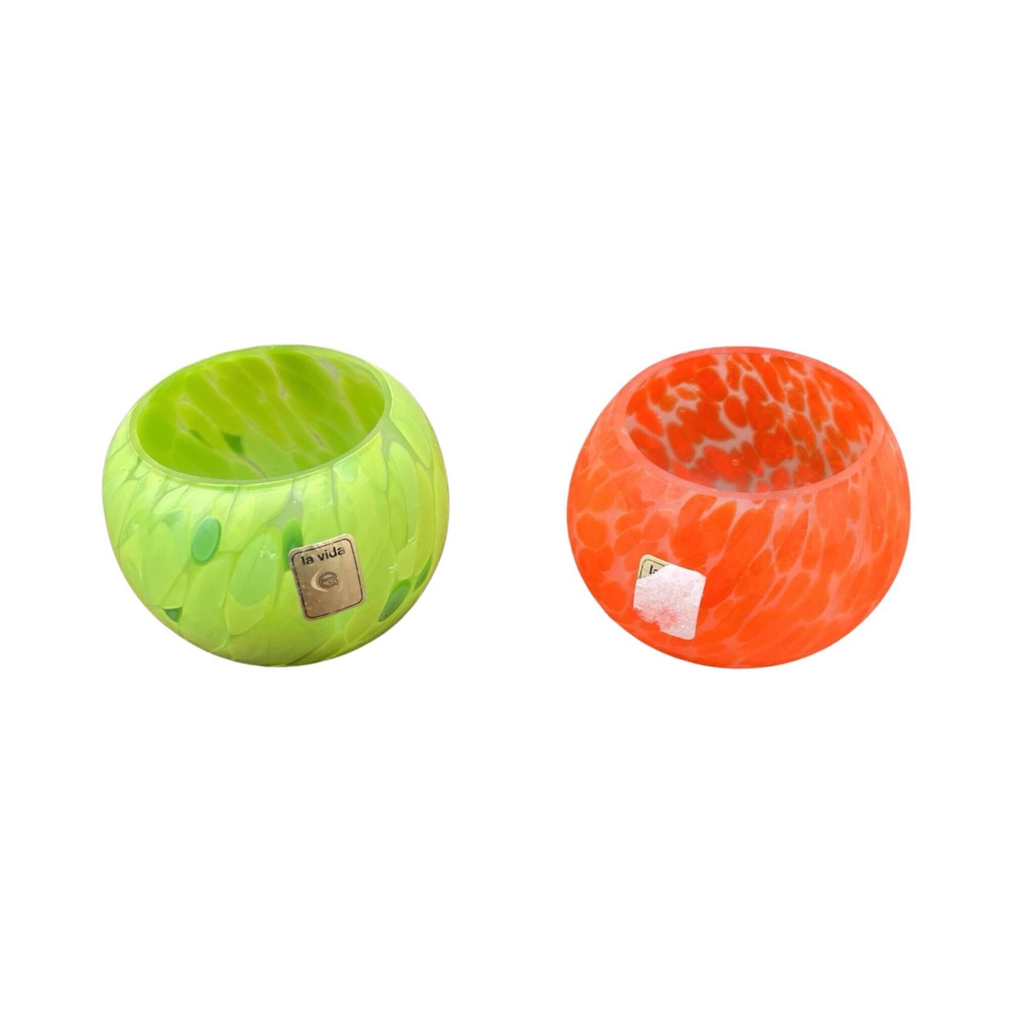Pair of glass tealight holders, La Vida, 1980s.