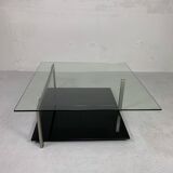Glass coffee table 110 x 110 cm in the style of Rolf Benz and Metaform