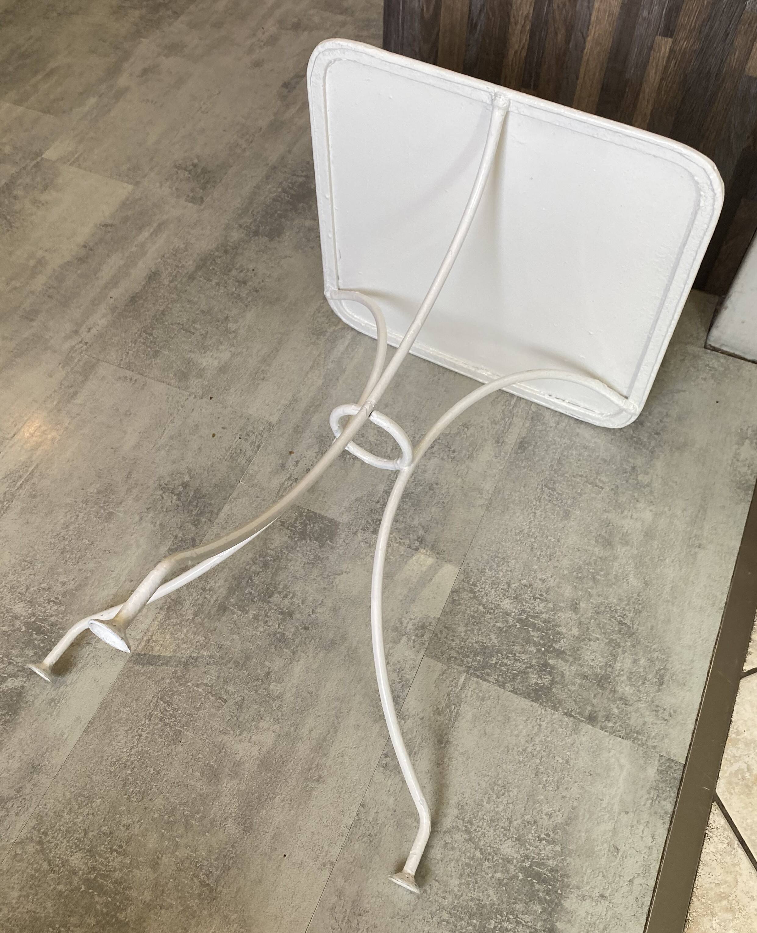 White square bistro table for bar café terrace garden metal 1950 white