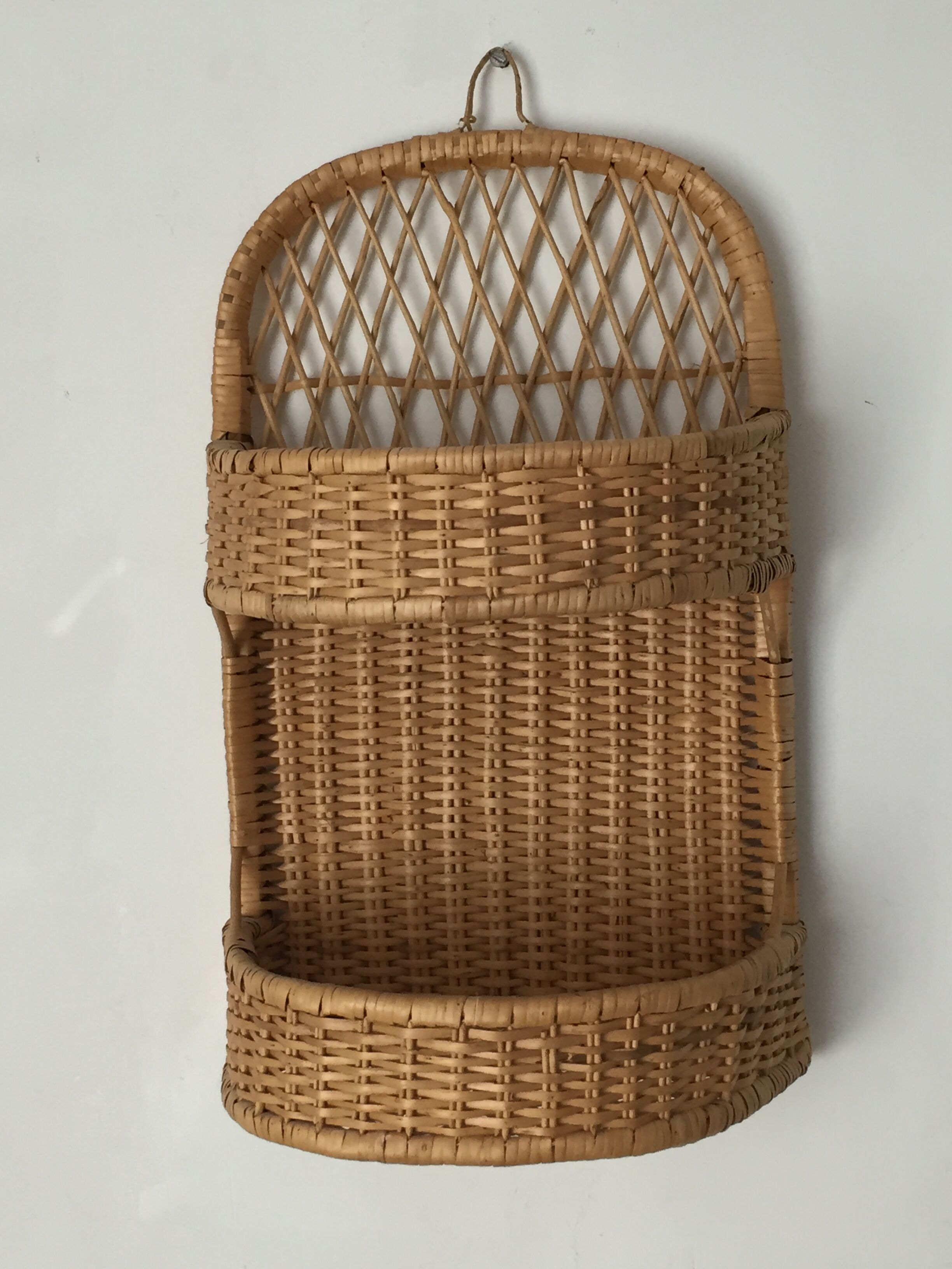 Rattan shelf, vintage storage