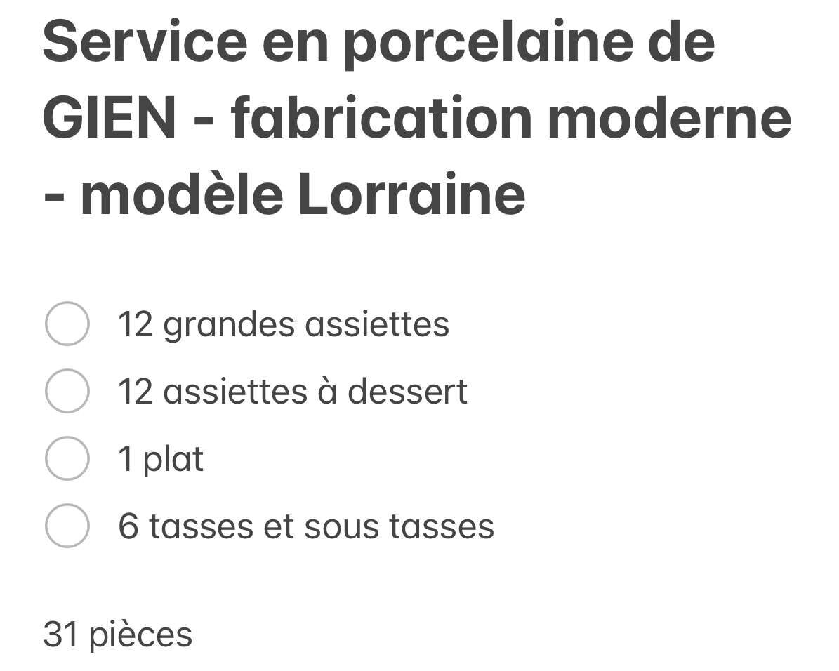 Gien porcelain table service, modern manufacture 31 pieces