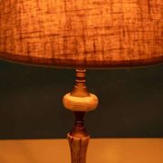 Chic hotel table lamp in onyx and brass, mid-century modern table lamp from the 70s.