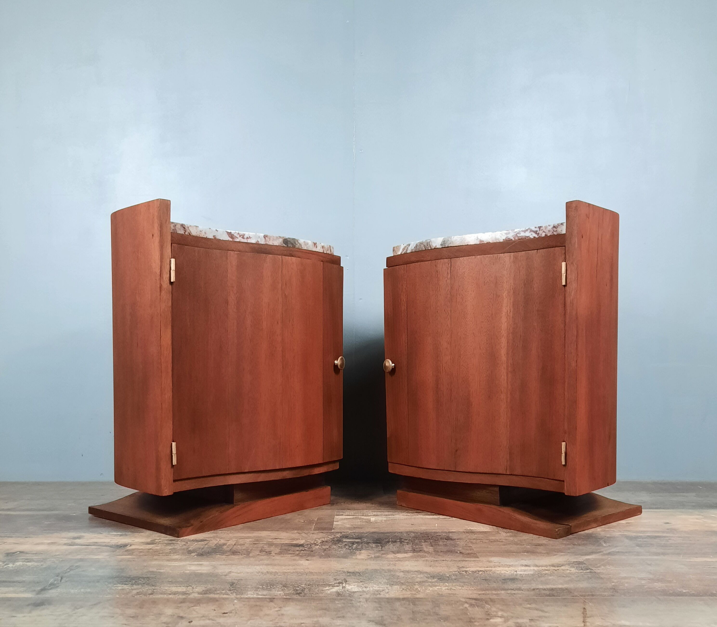 Pair of Art Deco mahogany bedsides