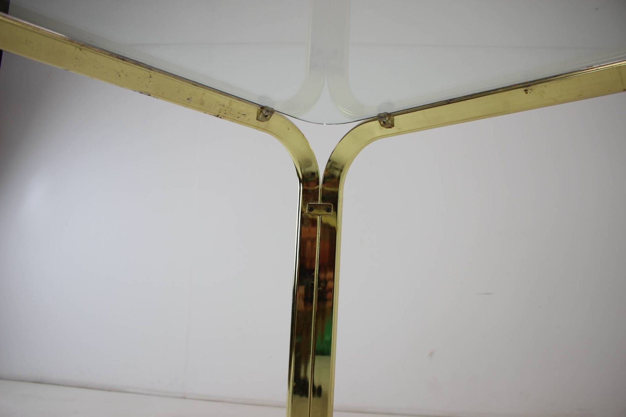 Midcentury brass and glass dining table, germany 1970s