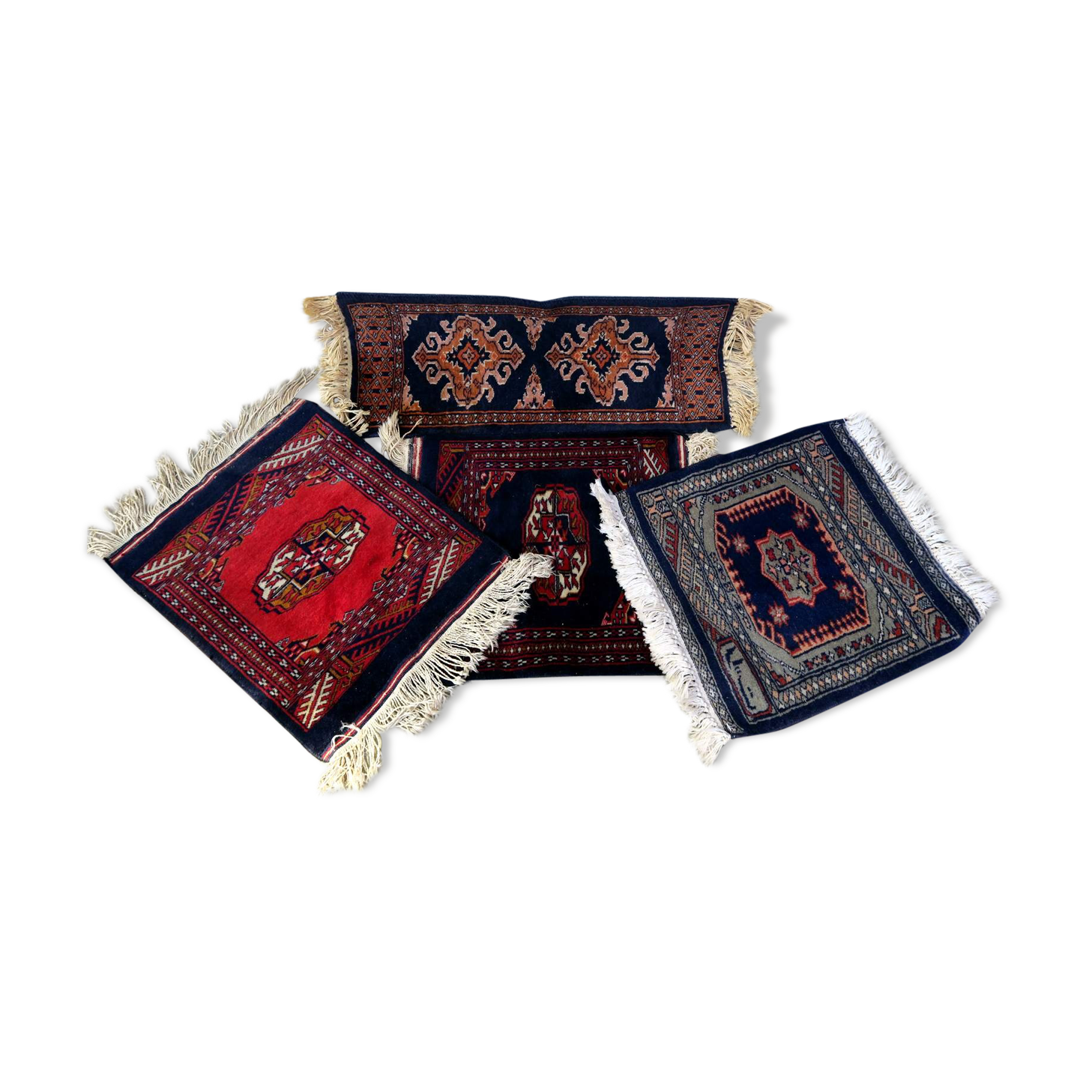 Lot of 4 small vintage Persian rugs