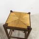 Pair of 80 cm high straw and beech bar stools