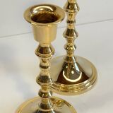 Pair of vintage golden metal candle holders