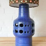 Vintage ceramic table lamp with new handmade lampshade with original vintage fabric