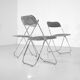 Set of 9 chrome folding chairs with fabric from the 1970s.