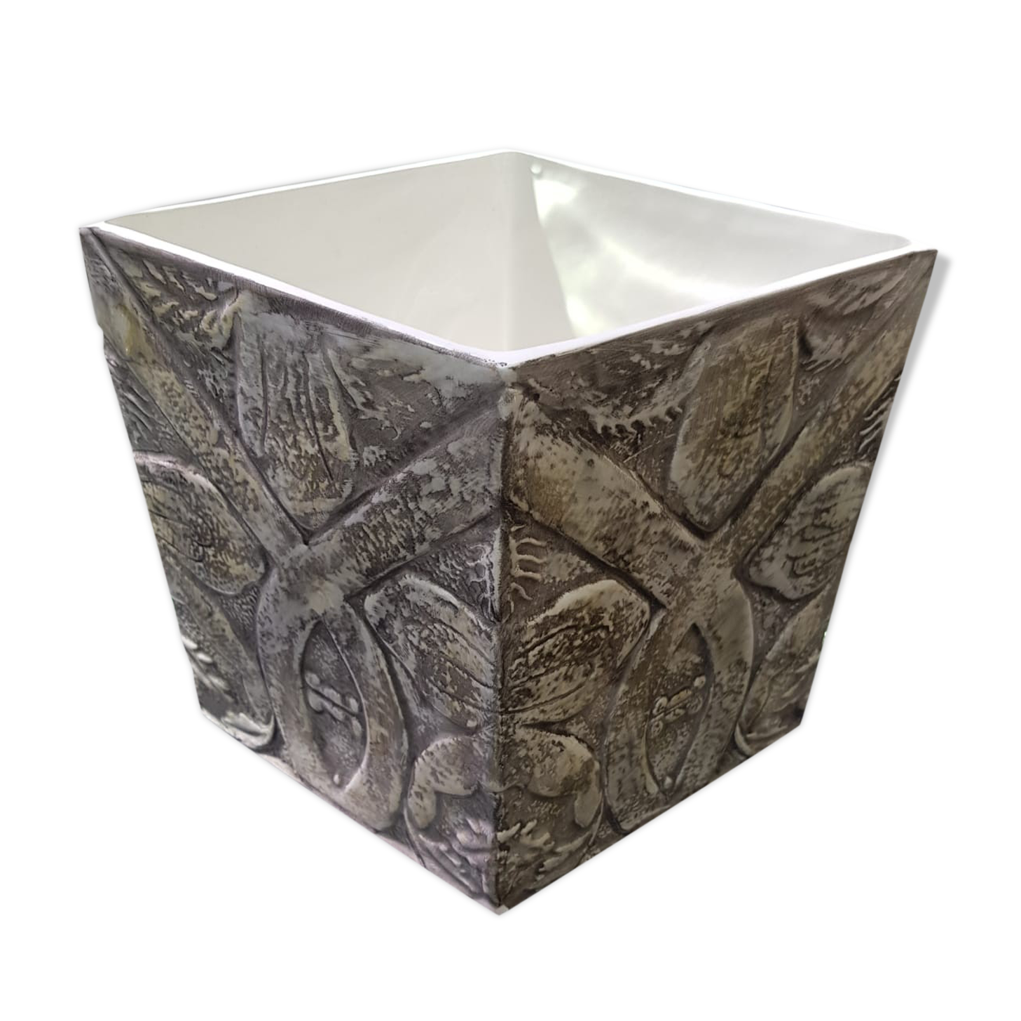 Old royal doulton vase white & gray ceramic staffordshire england vintage