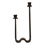 Brutalist wrought iron candle holder beaten