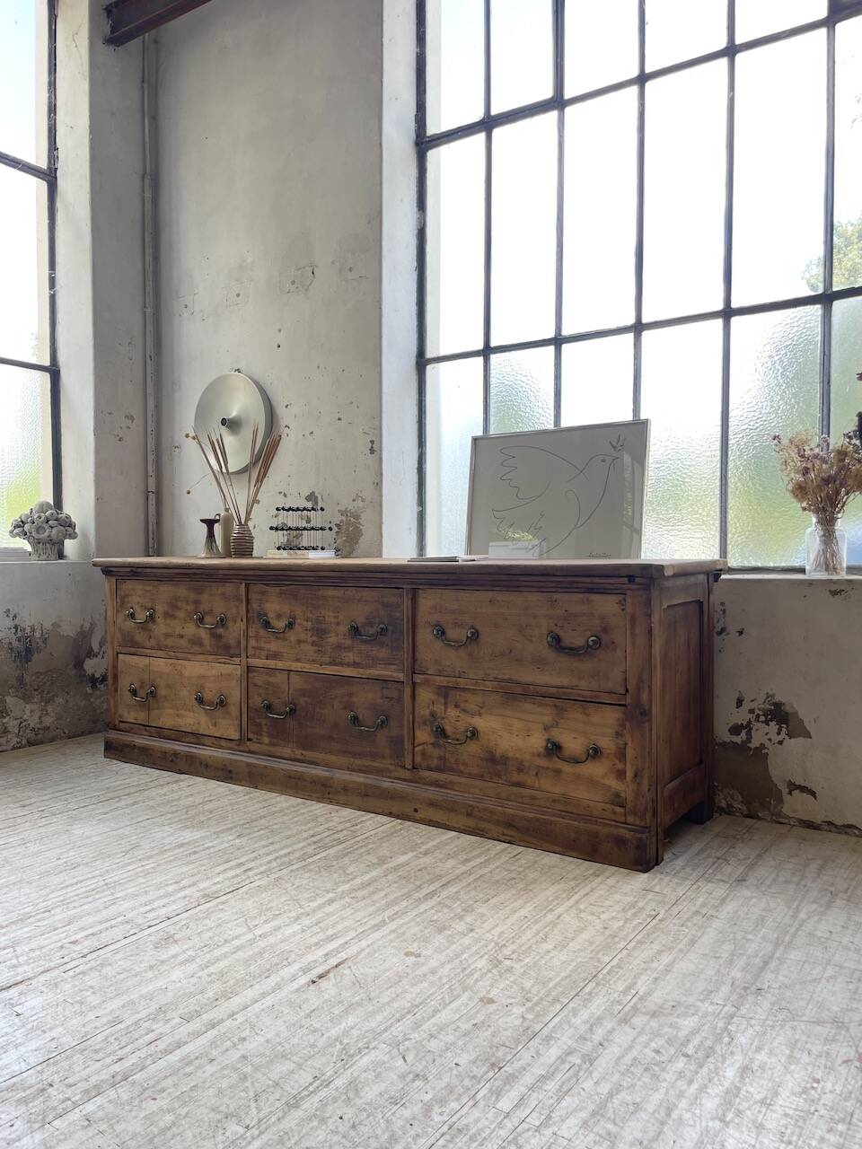 XXL walnut silk loom furniture from the 50s