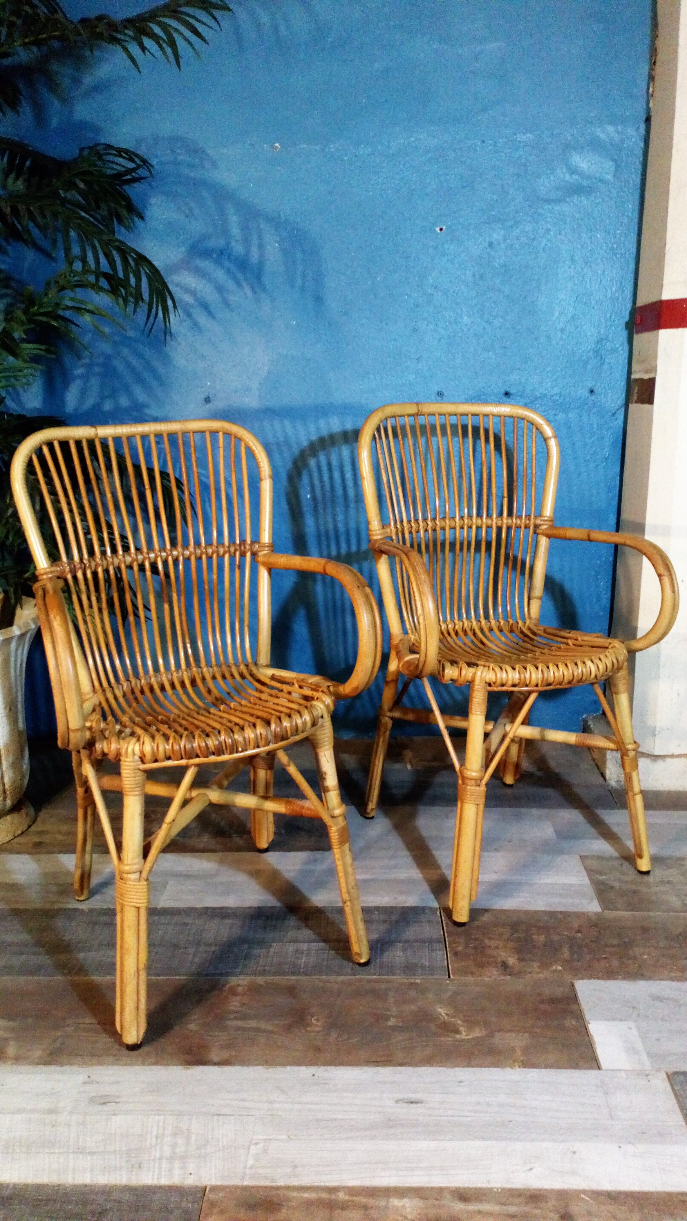 Pair of rattan chairs 1960s