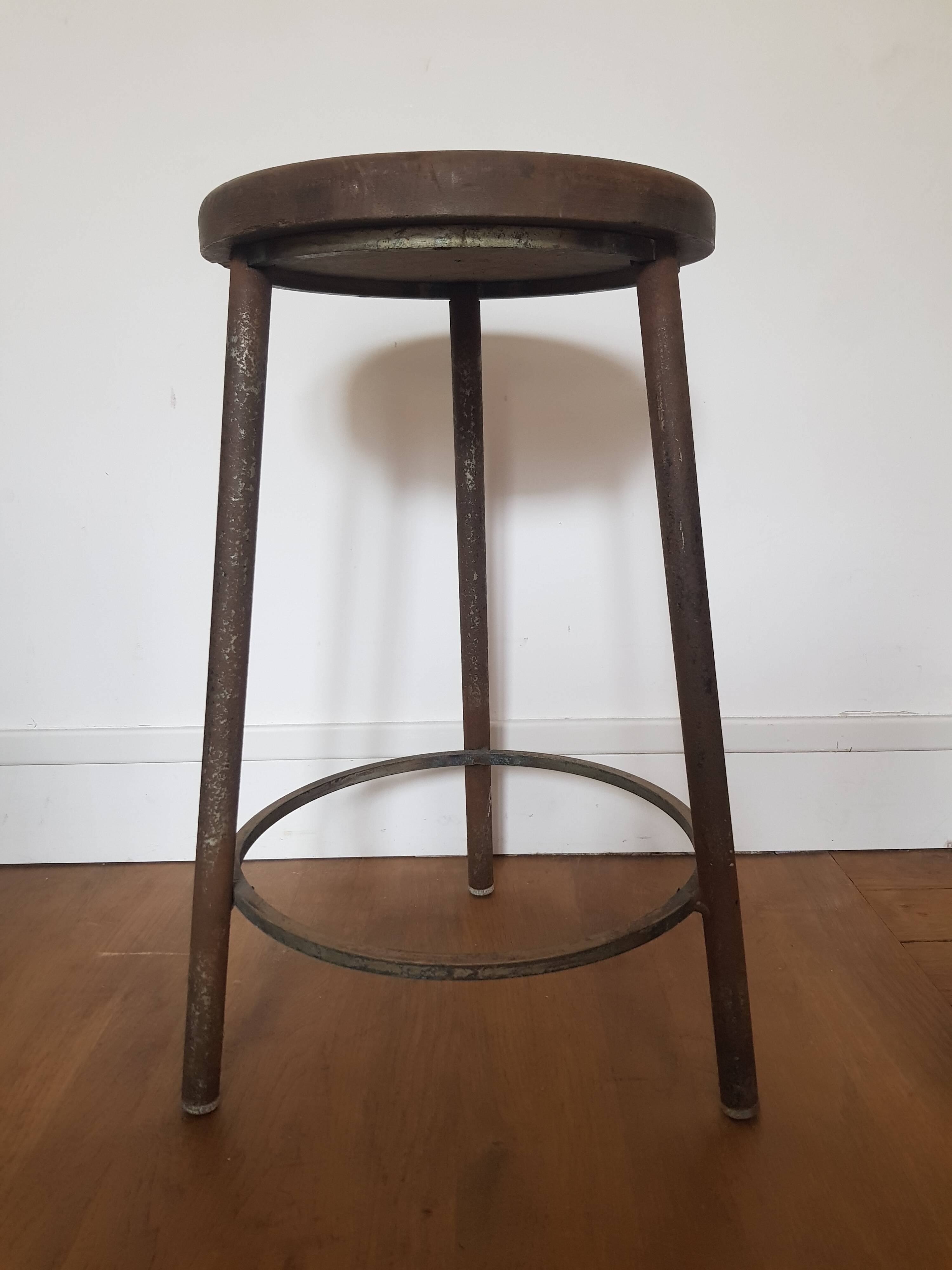 Vintage industrial tripod stool