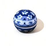 Ceramic egg box 13cm candy box hand painted 1930 floral flower pattern old vintage jewelry