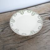 Plat à gâteau sur pied, compotier ancien par la manufacture Sarreguemines, France