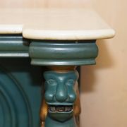 Console ancienne sculptée à la main circa 1880 avec plateau en marbre