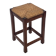 Vintage rattan stool with oak, 60s wabi sabi design, minimalist