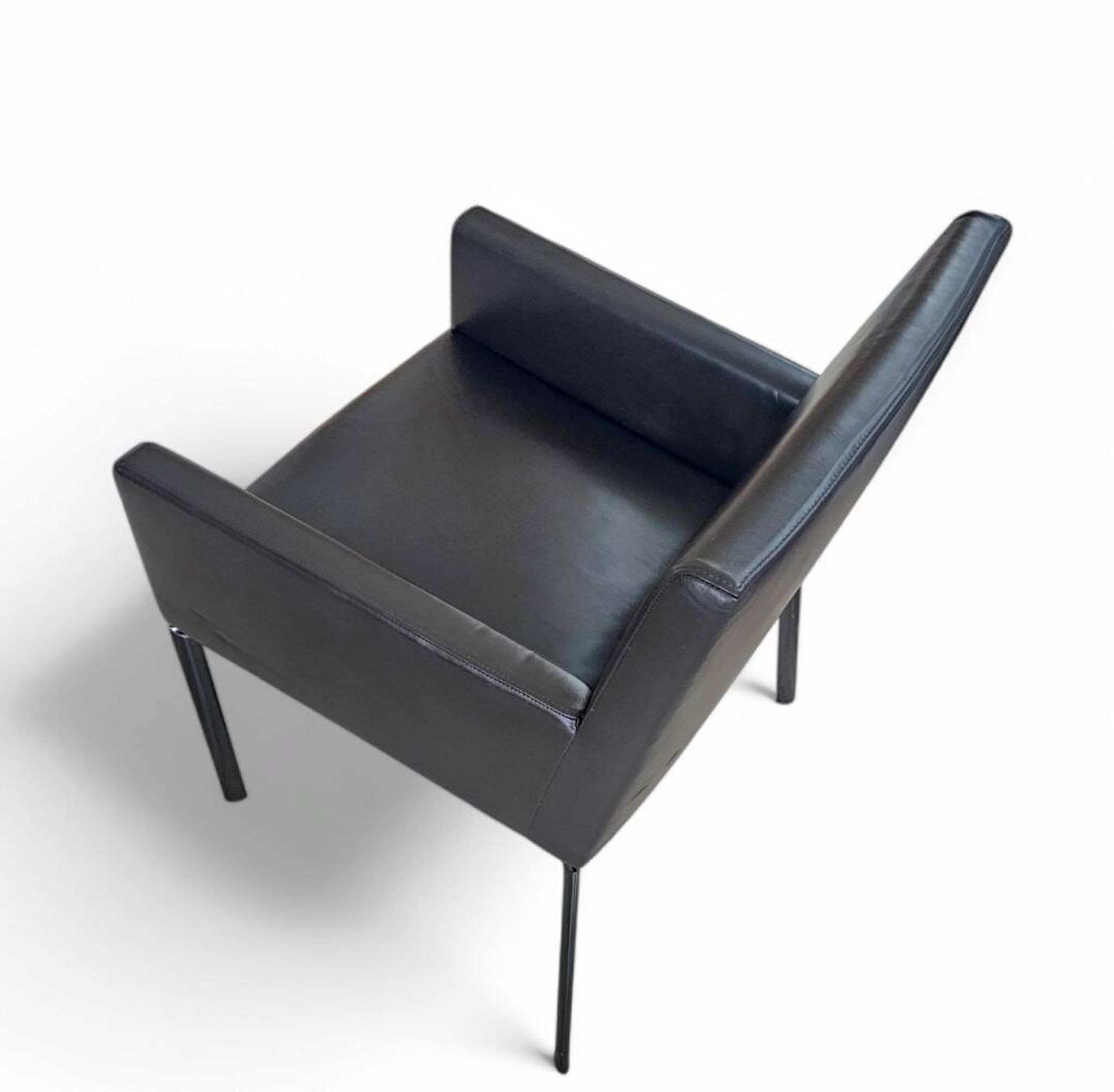 Paire de fauteuils Manet Minotti 2004 / cuir marron foncé / chrome