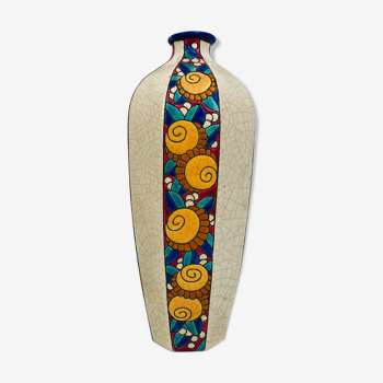 Vase in enamelled earthenware, Longwy, Art Deco