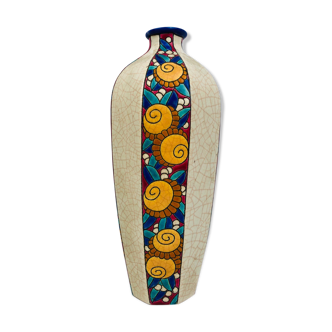 Vase in enamelled earthenware, Longwy, Art Deco