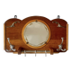Art Deco wooden wall coat rack with round central mirror