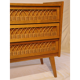 Commode vintage en bois et rotin 1960