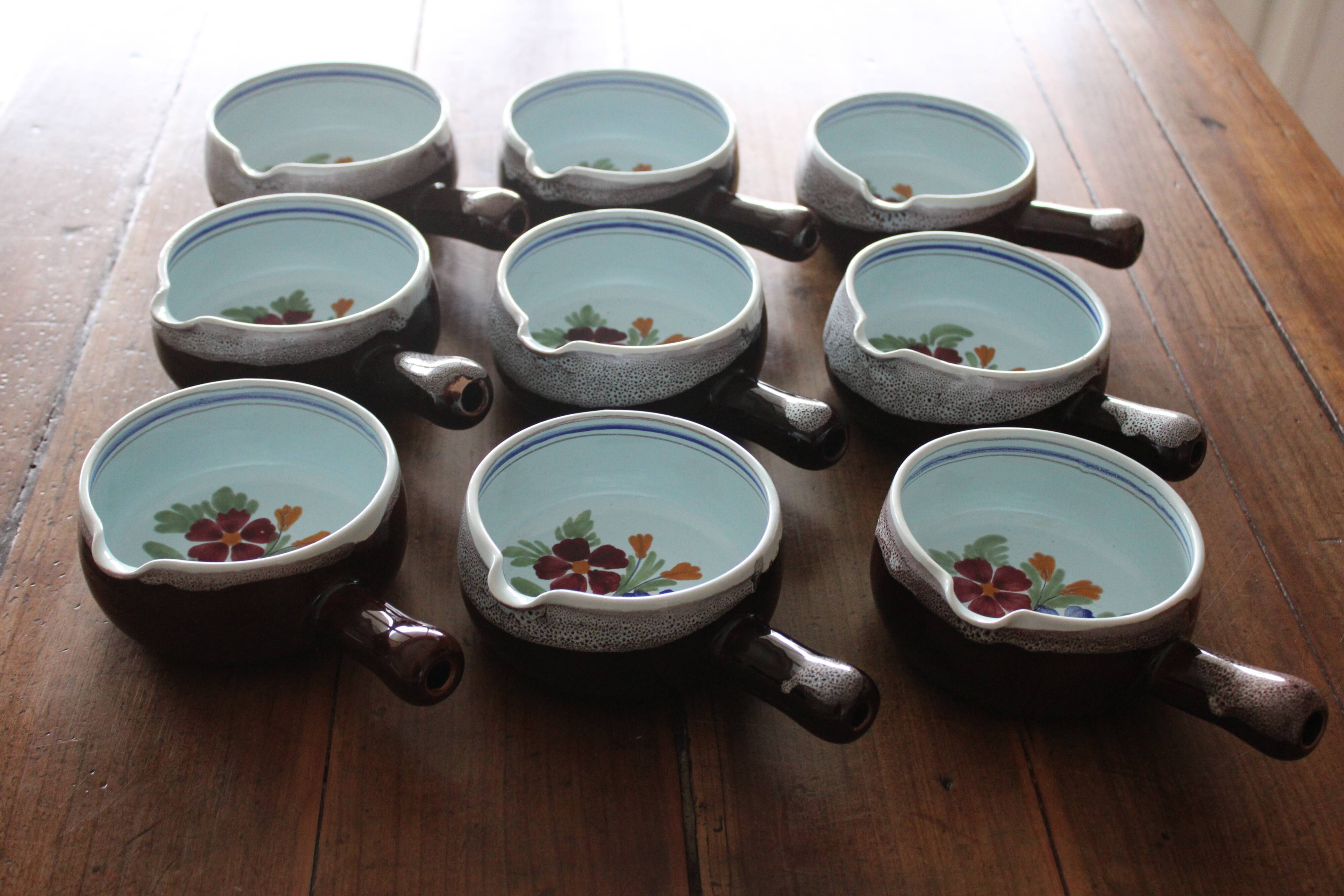 Set of 9 handmade ceramic pans