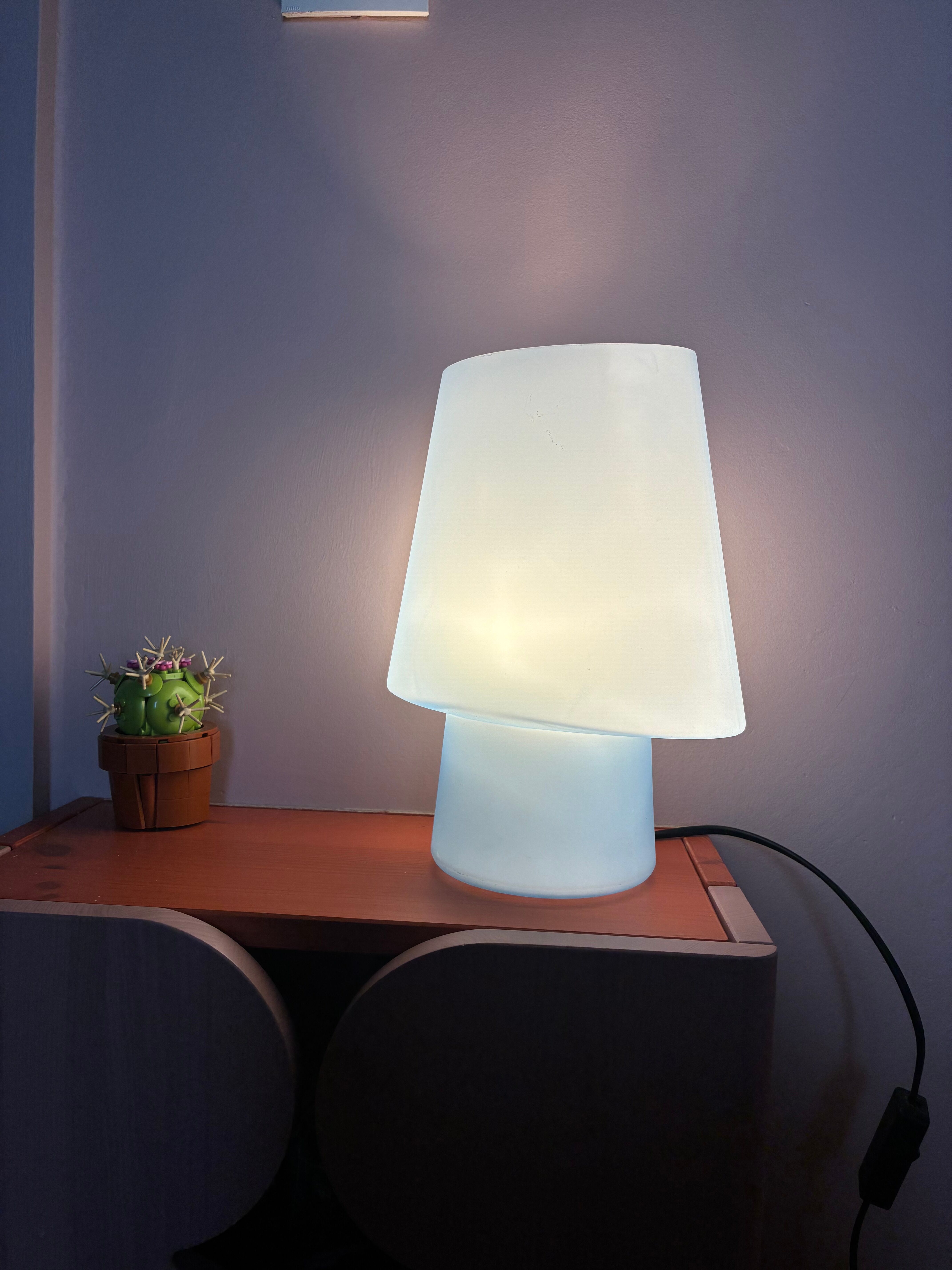 Lampe flore verre opaline Habitat 1990