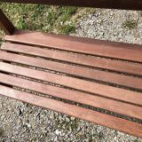 Duo of vintage church benches in solid beech