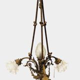 Louis XVI style chandelier in bronze and frosted glass 20th century