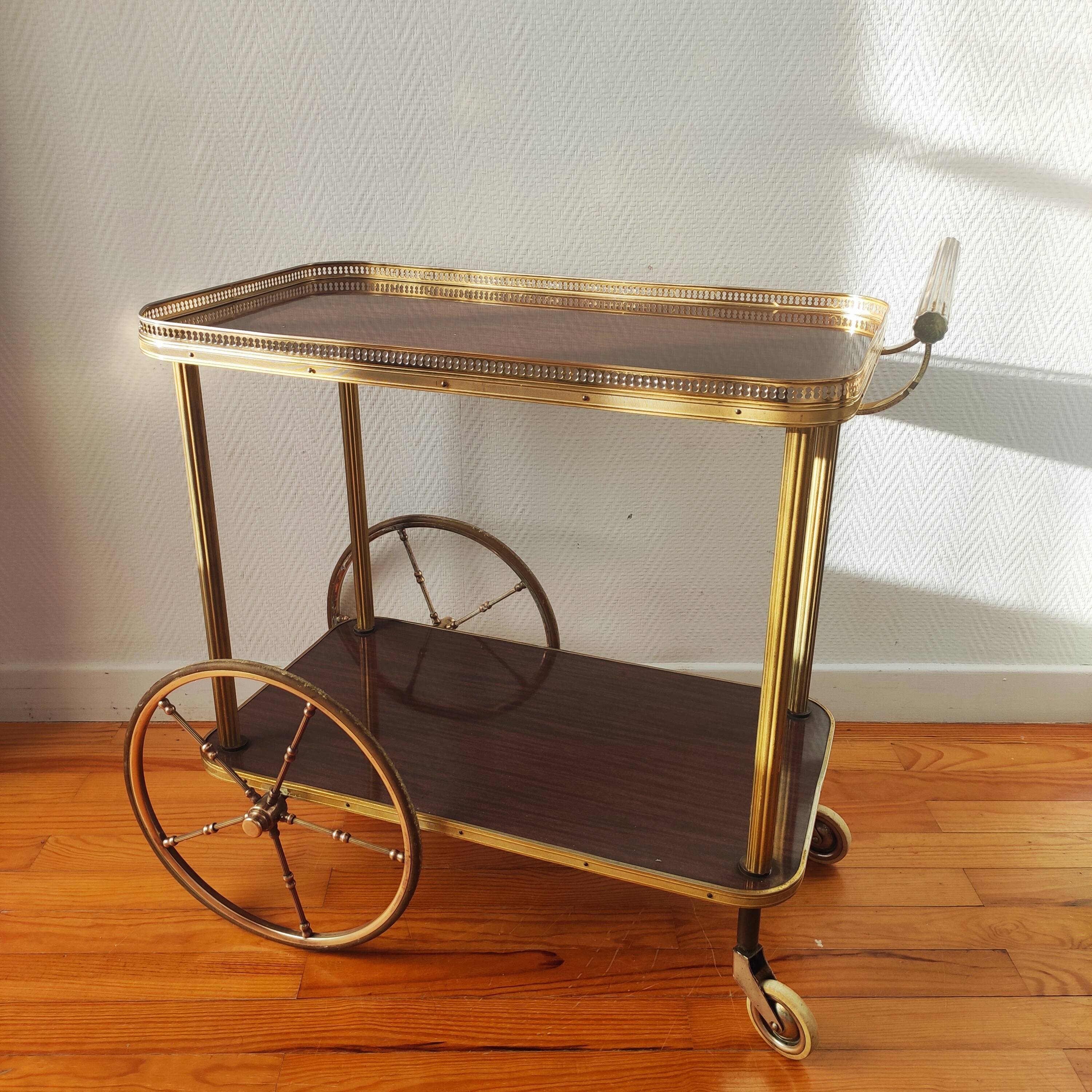 Vintage bar cart rolling serving trolley