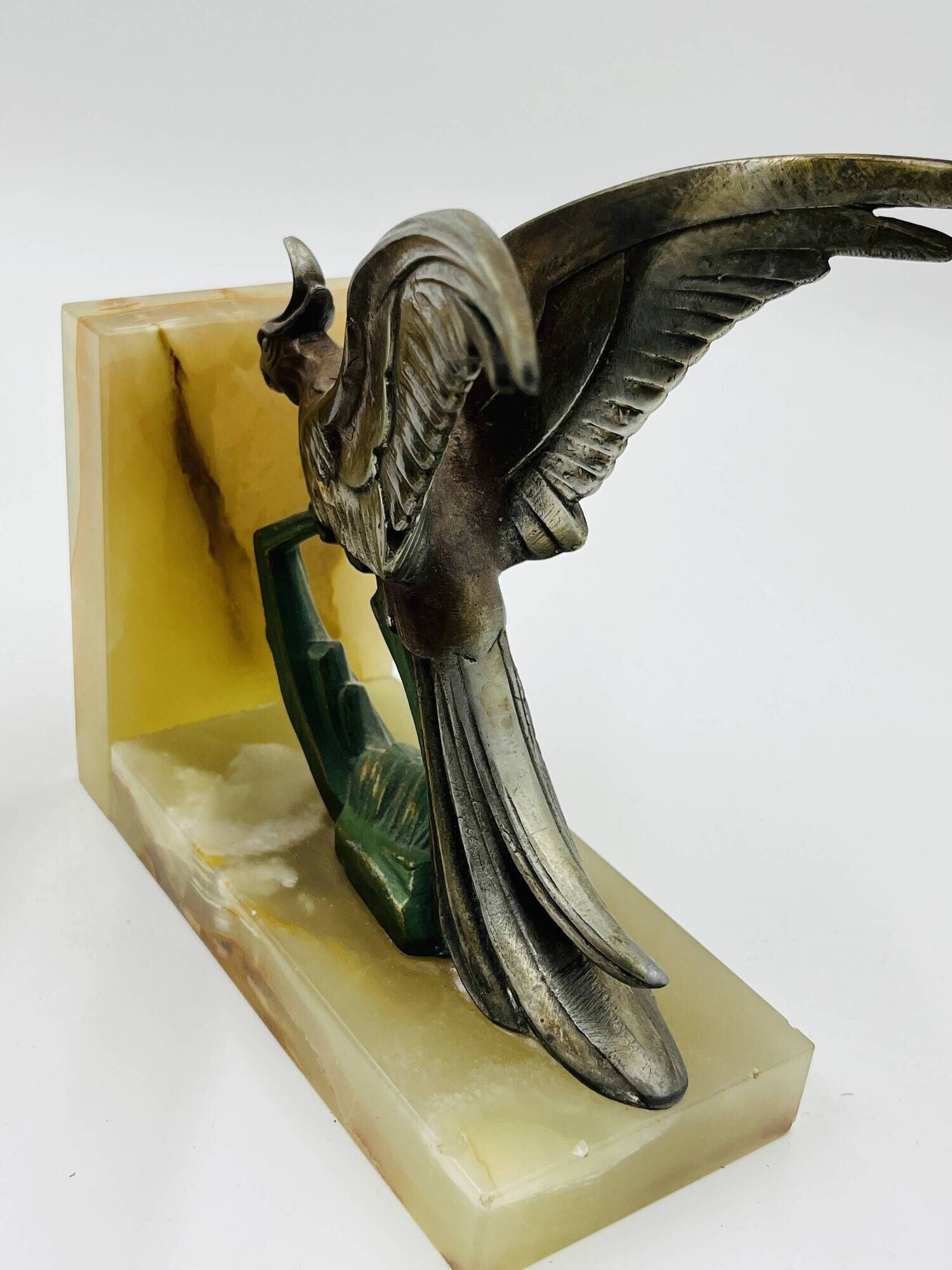 Art Deco Paradise Bird Bookends in Onyx