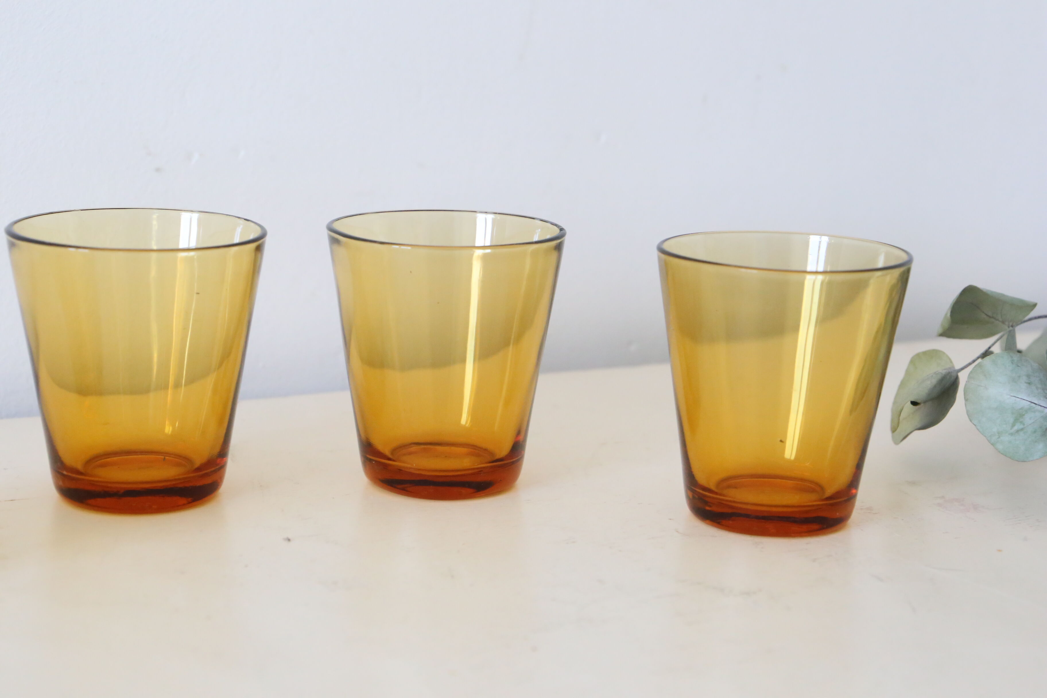 Set of 4 glasses amber Vereco, vintage French