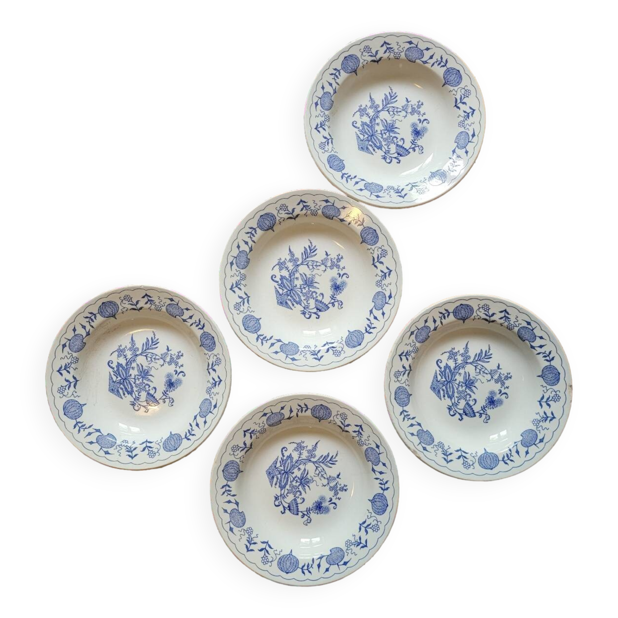 Lot de 5 assiettes creuses Blue Onion