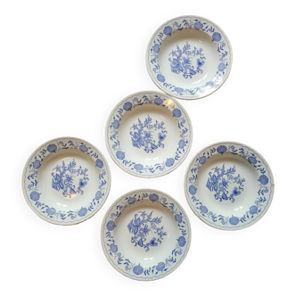 Set of 5 Blue Onion deep plates