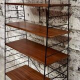 1950s wrought iron and wood bookcase shelf