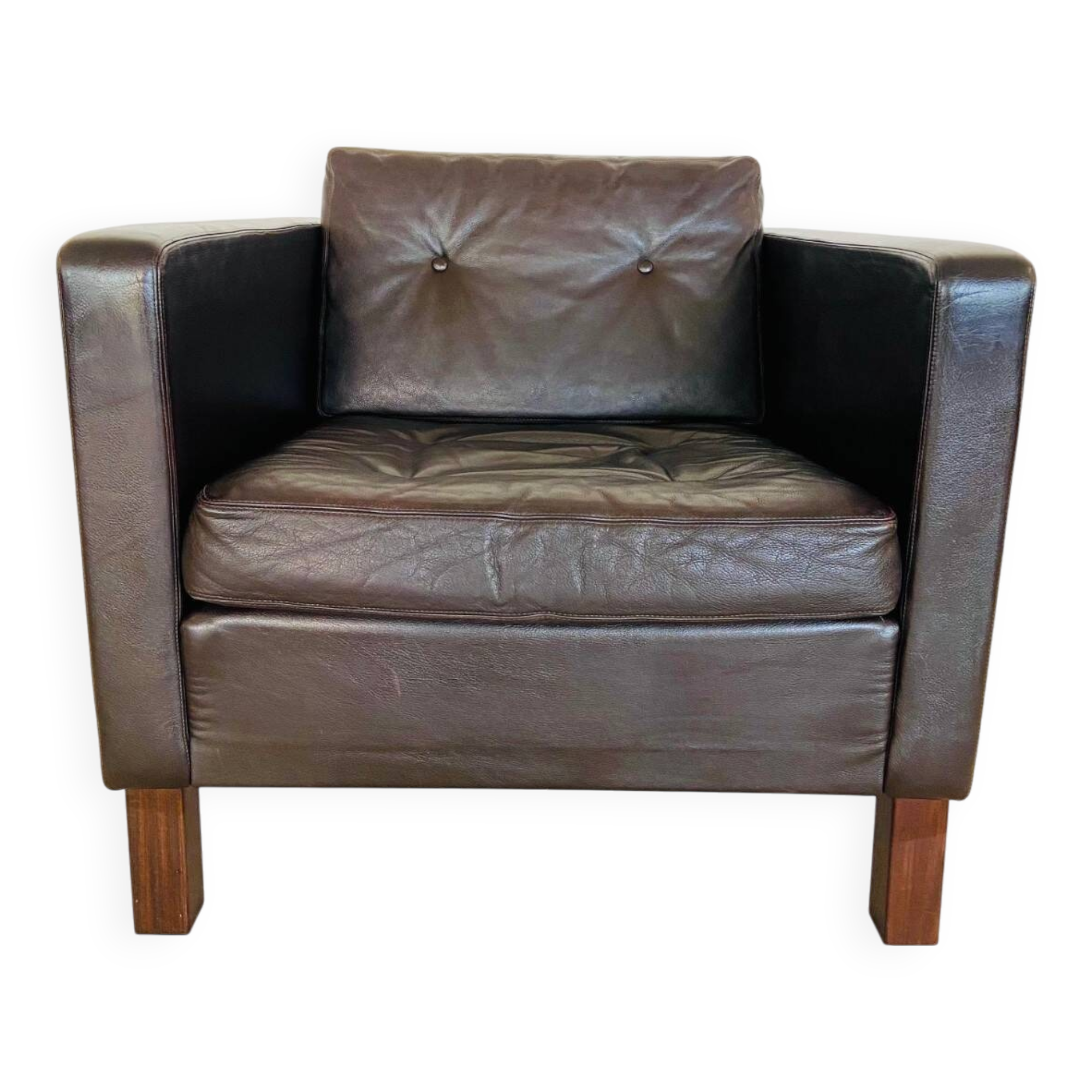 Vintage retro Danish club chair in brown leather by Erik Jørgensen