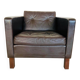 Vintage retro Danish club chair in brown leather by Erik Jørgensen