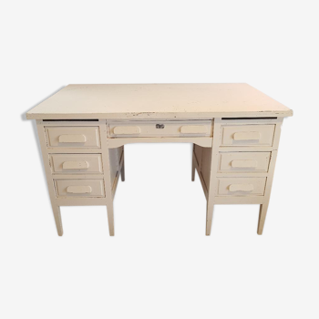Desk fifties in white patinated wood