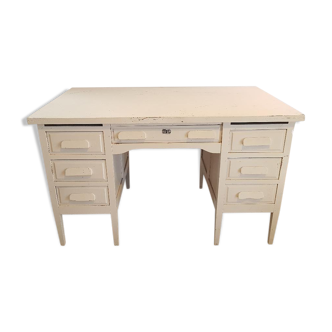 Desk fifties in white patinated wood