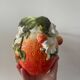 Strawberry shaped pitcher with vintage flowers ceramic pitcher in shape