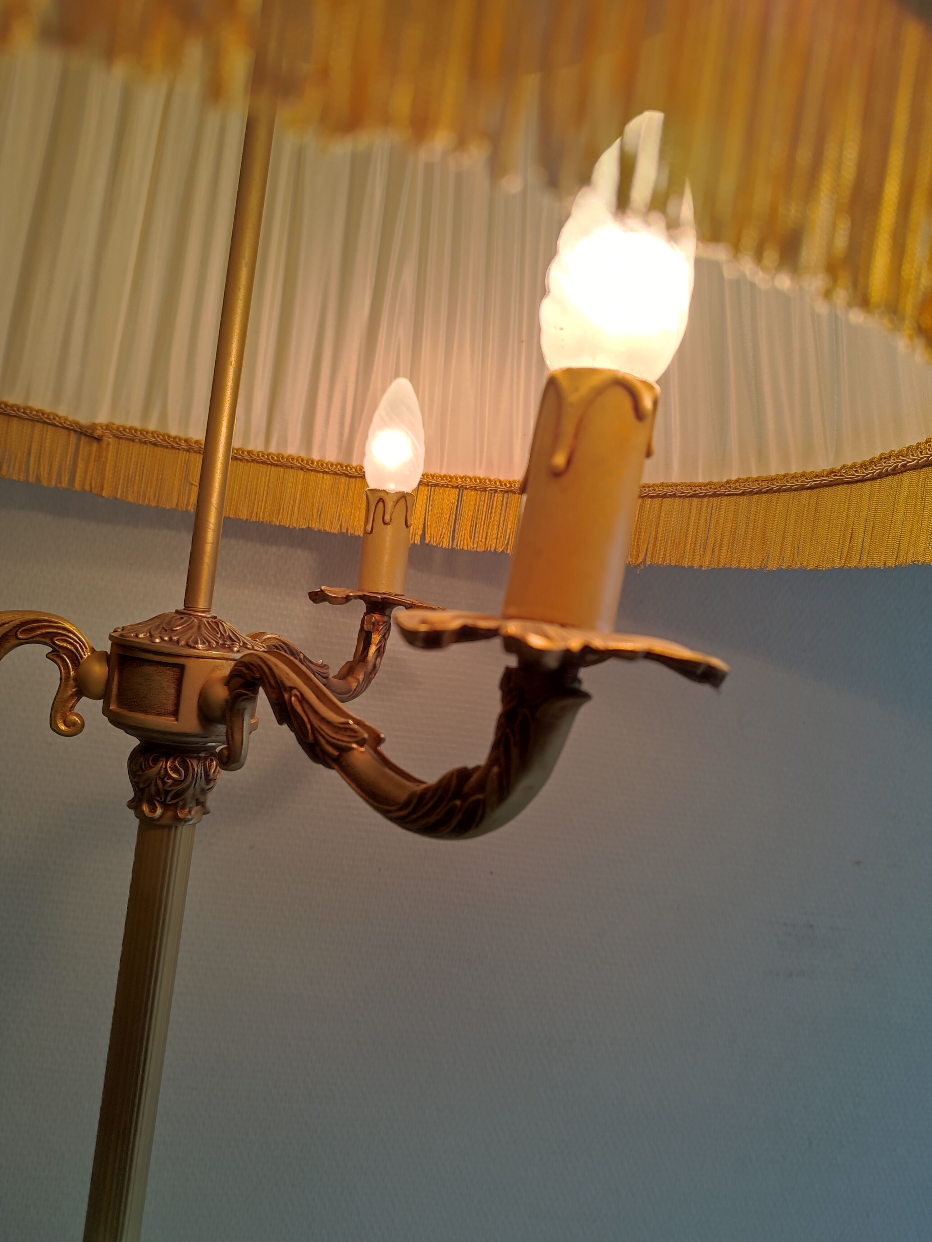 Brass and bronze floor lamp three arms