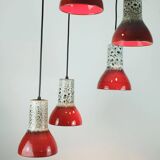 1970s mid century pendant light 5-light cascading lamp with fat lava cerami