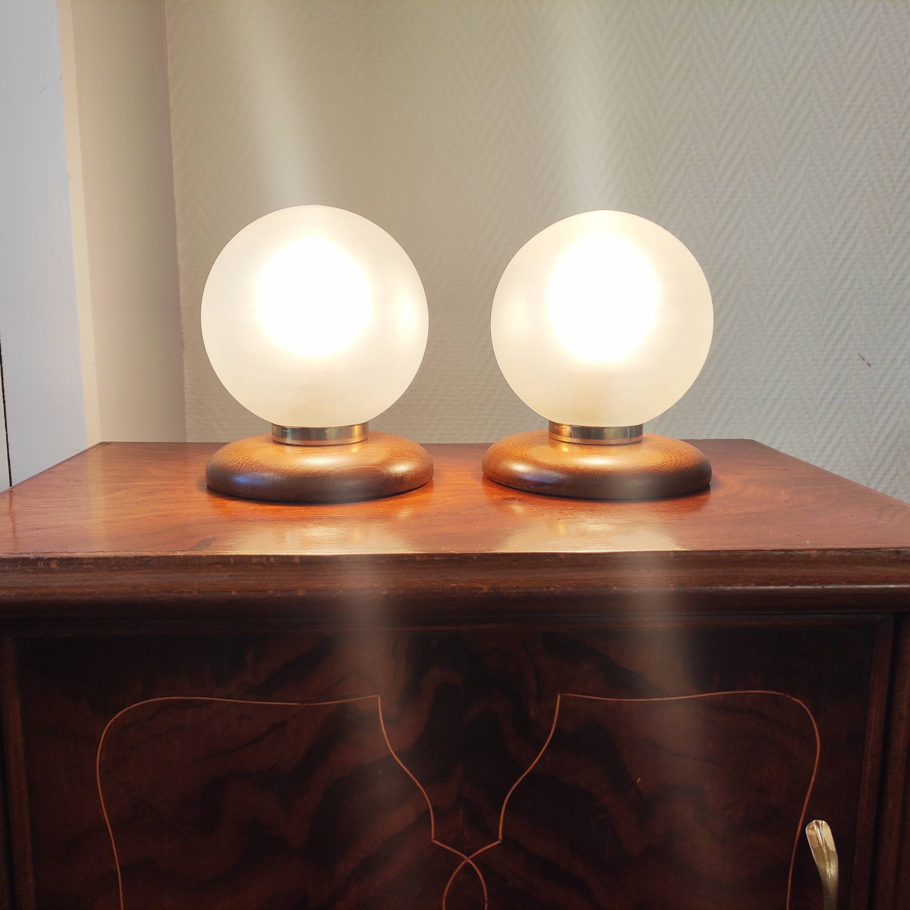 Pair of vintage ball lamps