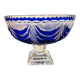 Grande coupe en cristal ciselé bleu cobalt vers 1960 cristallerie LEMBERG