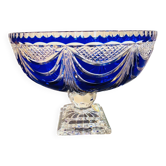 Grande coupe en cristal ciselé bleu cobalt vers 1960 cristallerie LEMBERG