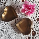 Duo of pocket trays, brass heart, vintage
